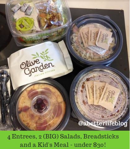Olive Garden 5 Meals Under 30 Online To Go Order Saving Toward