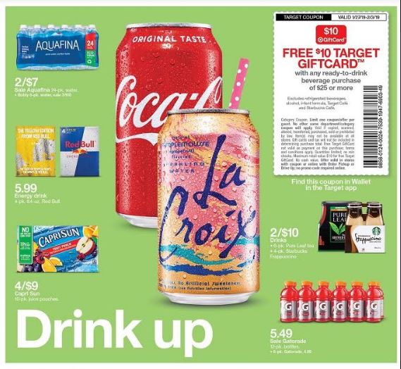 Target 10 Gift Card with 25 Beverage Purchase this week