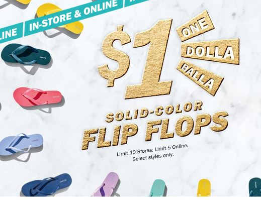 $1 Flip Flop sale at Old Navy (in store 