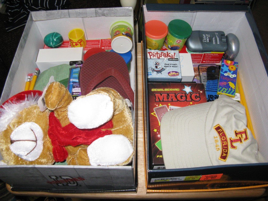 Packed 2 boxes for Operation Christmas Child!