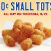 Sonic: 50c Tots All Day Today!!