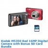 Today Only: Kodak M5350 Red 16MP Digital Camera with Bonus SD Card Bundle just $55!
