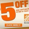 Home Depot Coupon: $5 off $50 Purchase