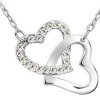 Linked Hearts Silver and Crystal Necklace $2.50 SHIPPED