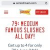 Sonic: $.79 Medium Slushes TODAY 6/24 only