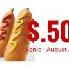 Sonic $.50 Corn Dogs on August 27, 2015