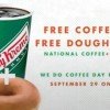 Krispy Kreme FREE Coffee and Doughnut on National Coffee Day 9/29/15!