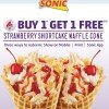 Sonic Buy 1 Get 1 Strawberry Shortcake Waffle Cone (coupon required thru 11/30)