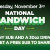 National Sandwich Day 11/3 | BOGO Subs at Subway
