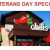 Chili’s FREE Meal for Veteran’s on Friday 11/11