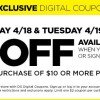 Dollar General: $2/$10 purchase thru 4/19