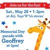 Toys ‘R Us Memorial Day Fun: Parade, Snacks, Giveaways and more