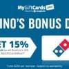 15% Cash Back on Domino’s Gift Card Purchase