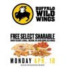 Buffalo Wild Wings Free Appetizer with Wings Purchase on Monday 4/10