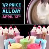 Sonic 1/2 Price Shakes and Ice Cream Slushes on April 13th