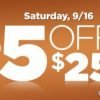 Dollar General: $5 off $25 purchase on Saturday 9/16