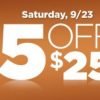 Dollar General: $5 off $25 purchase on Saturday 9/23