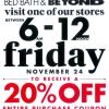 Bed, Bath and Beyond Black Friday 2017 | Arrive Early for 20% off Entire Purchase Coupon!