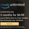 Amazon Music Unlimited: 3 Months for $.99