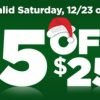 Dollar General: $5 off $25 purchase on Saturday 12/23