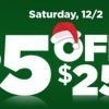 Dollar General: $5 off $25 purchase on Saturday 12/2
