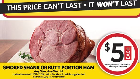 Winn-Dixie: Get ANY Ham for $5 (with additional purchase) thru 12/24