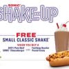 Sonic: FREE Small Classic Shake with purchase