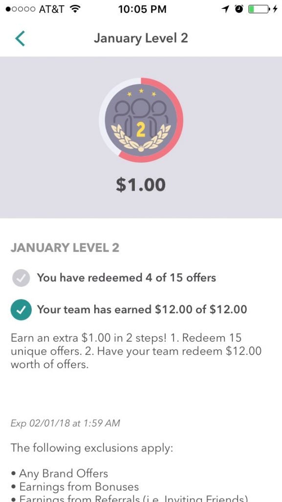 Ibotta January 2018 Level TWO Teamwork Bonus | I Made It!