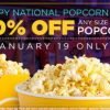 50% off Popcorn at Regal Cinemas TODAY 1/19 Only #NationalPopcornDay