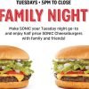 **TONIGHT** Sonic Family Night: 1/2 Price Cheeseburgers Tuesdays 5pm-Close