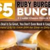 Ruby Tuesday: $5 Burger Flash Deal 2/6 from 11am-3pm