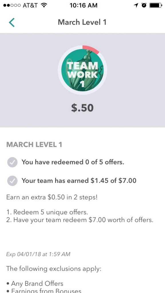 Ibotta March 2018 Teamwork Bonus