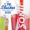 Sonic $.79 Real Fruit Slushes all day 3/22