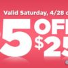 Dollar General: $5 off $25 purchase on Saturday 4/28