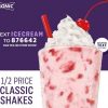 Sonic 1/2 Price Shakes and Ice Cream Slushes All Day Wednesday, October 24th