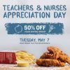 Teacher and Nurse Appreciation Day at PDQ on May 7th