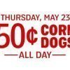 Sonic $.50 Corn Dogs on May 23, 2019