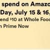Amazon Prime: $10 Gift Card when you spend $10 at Whole Foods