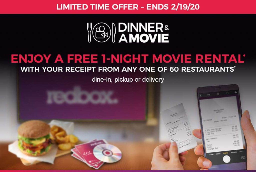 FREE Redbox Movie when you Order Dinner!