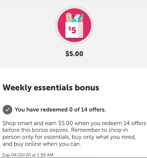 Ibotta $5 Weekly Essentials Bonus (thru 4/19)