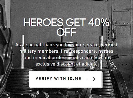 Adidas: 40% off for Healthcare, First 