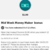 Ibotta Mid-Week Money Maker $1 Bonus (ends today!)