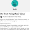 Ibotta Mid-Week Money Maker $1 Bonus