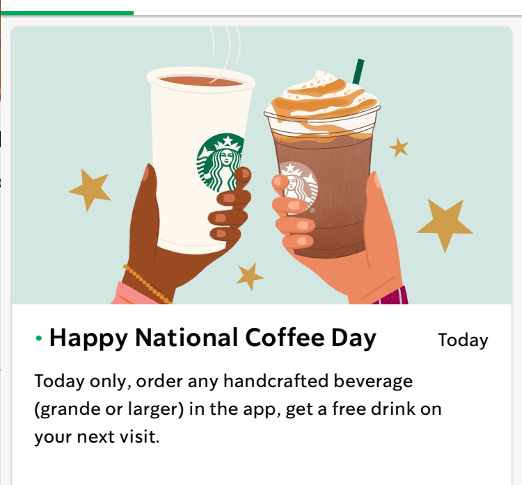 Starbucks National Coffee Day Deal TODAY 9/29