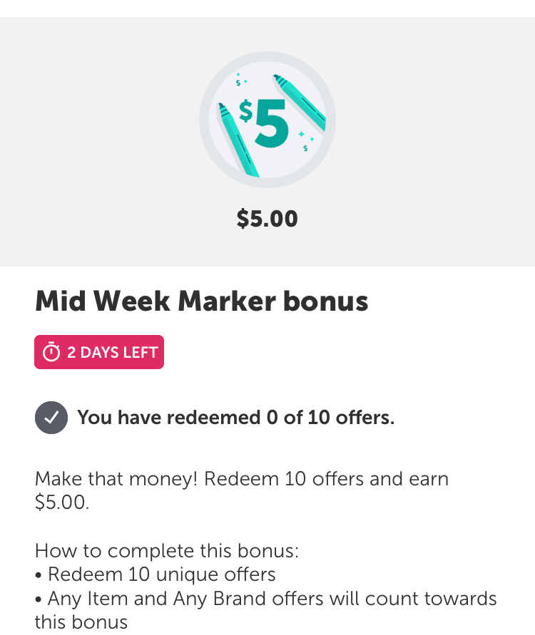Ibotta $5 Mid-Week Marker Bonuse thru 8/11