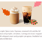 Starbucks Fall Pumpkin Spice Menu for 2021
