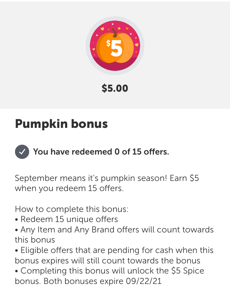 Ibotta: Pumpkin, Spice & Latte Bonuses for $15!