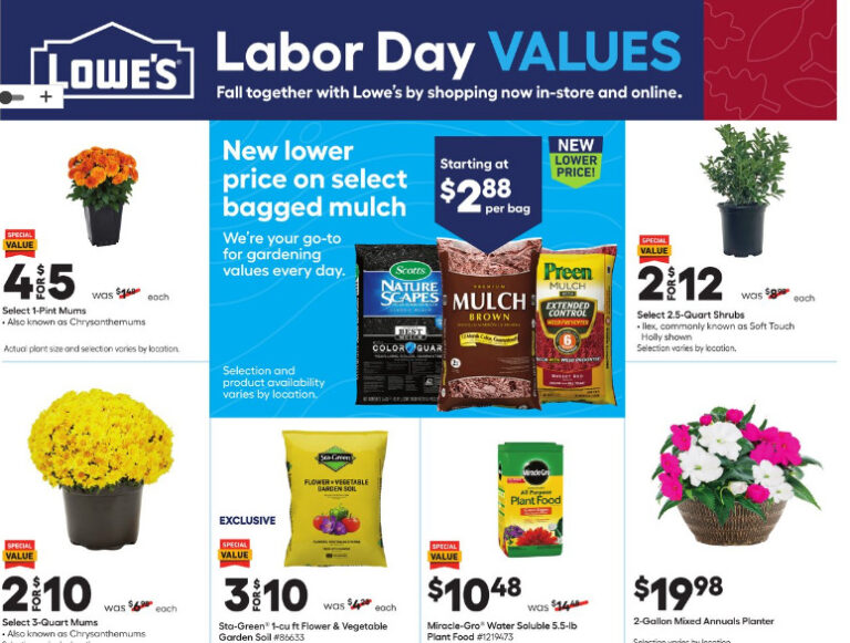 Lowe's 2021 Labor Day Sales Mums, Mulch and More