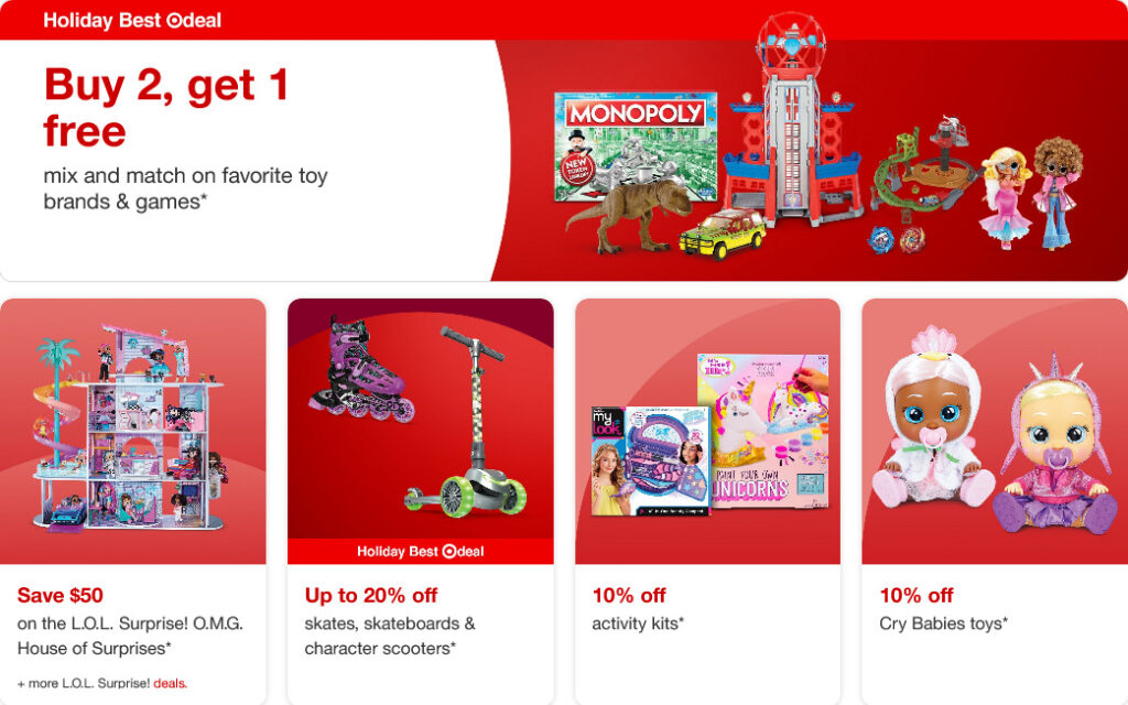 Target: Buy 2 Get 1 Free on TOYS & GAMES!!