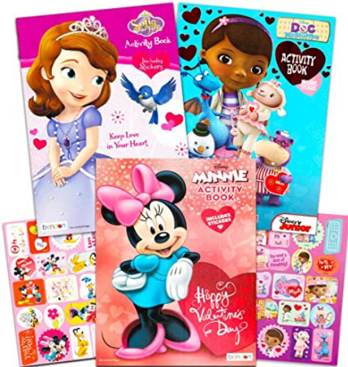 Disney Valentines Day Coloring Books w/Stickers 3 Pack – under $10!